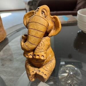 Carved Elephant Figurine by Kelly 1985